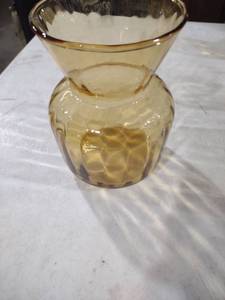 lot 5898 image: Amber Glass Optic Pattern Vase