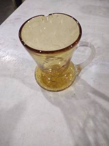 lot 5899 image: Amber Glass Creamer with Clear Handle