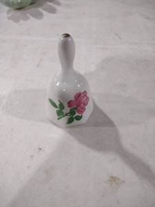 lot 5910 image: Decorative Porcelain Bell with Pink Rose