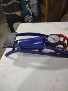 lot 5927 image: Double Cylinder Foot Air Pump with Pressure Gauge