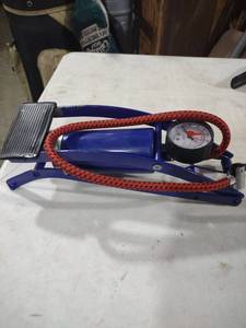 lot 5928 image: Blue Foot Pump with Pressure Gauge