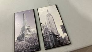 lot 6792 image: Black & White Landmark Photography Set - Empire State & Eiffel Tower