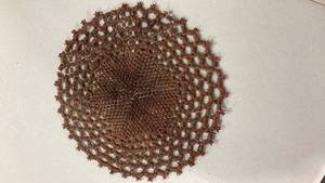 lot 6801 image: Brown Crochet bead Doily