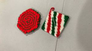 lot 6802 image: Handmade Christmas Potholders Set