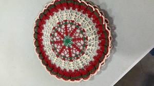 lot 6804 image: Christmas Themed Crocheted Doily 15 inch