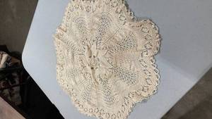 lot 6808 image: Handmade Cream Lace Doily 25 inches