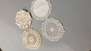 lot 6820 image: Handmade Cotton Lace Doilies 6 inch