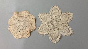 lot 6822 image: Handmade Crochet Lace Doily 6 inch and 8 inch