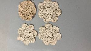 lot 6824 image: Handmade Cotton Lace Doilies Set