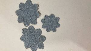lot 6826 image: Gray Floral Crochet Lace Table Runner