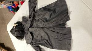 lot 6853 image: Victorian Era Black Silk Dress with Lace Trim