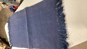 lot 6865 image: Navy Blue Cotton Throw Rug with Fringe