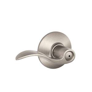 lot 4811 image: Schlage F40VACC619 Accent Privacy Lever  Satin Nickel - Retail $136