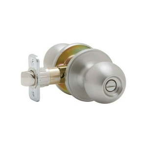 lot 4815 image: Schlage Corona Satin Stainless Steel Bed and Bath Knob Right or Left Handed - Retail $19