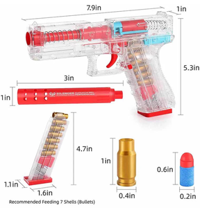 lot 4839 image: Transparent Dart Blaster Toy Gun with Ejecting Shells - Retail $30