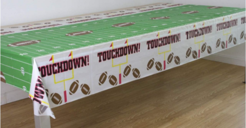 lot 627 image: Oojami 1 Touchdown Table Cover Tailgate Birthday Party Football Tablecloth, 54 Inches Wide, 108 Inches Long, for 8 Chairs, Birthday