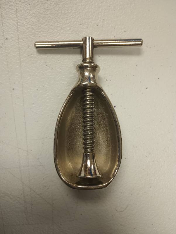 lot 619 image: HMQ Silver color Metal Nut Cracker Tool vintage