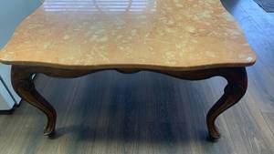lot 8 image: Provincial Italian Marble Top Coffee Table 32x32x18 inches MGA75