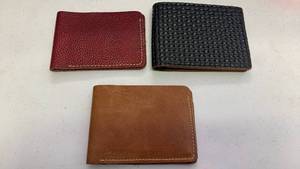 lot 208 image: Handcrafted Leather Bifold Wallet Lot of 3