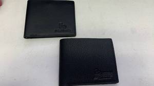 lot 210 image: Pizaienbao Black Imitation Leather Wallets with Windmill Design lot of 2