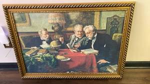 lot 216 image: Wall art on Ornate Golden color Frame MGA75 approx 40x28 inches