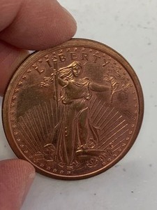 lot 17 image: 1 oz 999 Fine Copper Round Saint-Gaudens design