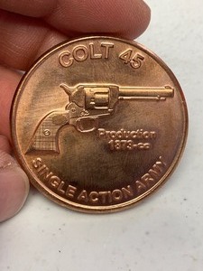 lot 30 image: 1 oz 999 Fine Copper Round Colt 45 design