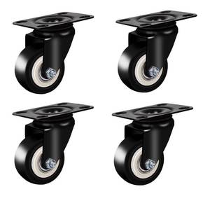 lot 72010 image: Swivel Caster Wheels with Rubber Base, Top Plate & Bearing, Heavy Duty, Pack of 4, Black (2 Inch No Brake)