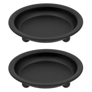 lot 72018 image: Matte Black Iron Candle Plate, Set of 2, Metal Saucer Style Candle Holder for PillarScentedFlamelessBall Candles, Decorative Candle Stand for Table Centerpiece - Retail $7