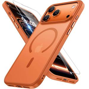 lot 72023 image: iPhone 17 Pro Case 6.3 Compatible with MagSafe Military-Grade Protection, Anti-Fingerprint, Slim Thin Phone Case for 17 Pro Cover, Orange - Retail $18