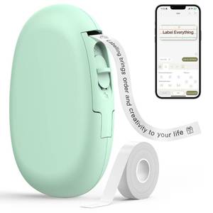 lot 72025 image: E10 Bluetooth Label Maker Machine with Tape, Continuous Waterproof Label, Versatile App with 35 Fonts and 1k Icons, Label Printer for Home, Kitchen, School, Office Organization, Green - Retail $29