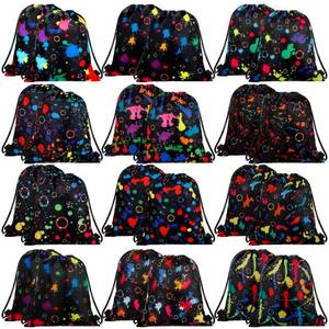 lot 72028 image: 24 Pcs Glowing Party Favor Drawstring Bags Gift Goodie Candy Favors Bags for Birthday Party Supplies - Retail $21