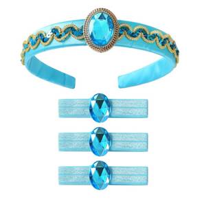 lot 72039 image: Princess Headband with 3 Hair Ties for Women Girls Halloween Costume Accessories Blue Dress Up for Jasmine - Retail $10
