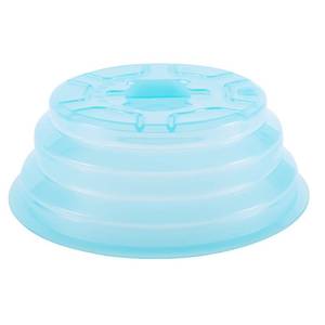 lot 72045 image: Collapsible Silicone Microwave Plate Cover Splatter Guard, Dishwasher Safe & BPA Free, 11, Blue - Retail $13