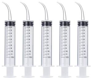 lot 72051 image: Wisdom Teeth Syringe, 5 Pack Irrigation Dental Syringes with Measure Scale & Curved Tip for Dental Care Liquid Oral Tonsil Stone - Retail $5