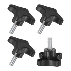 lot 72055 image: 4-Pack Star Clamping Knobs, M8x25mm Male Thread Hand Tightening Screw for MachineryElectronicFurnitureUmbrella Base, Machine Handle Replacement 55mm, Black - Retail $9
