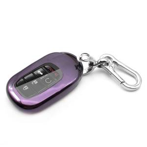 lot 72066 image: Honda Key Fob Cover for CR-V HR-V Pilot Accord Civic Key Fob Cover Case Shell TPU Remote Holder Protector Keyless Entry Sleeve Accessories, with Key Chain, Purple Black - Retail $13