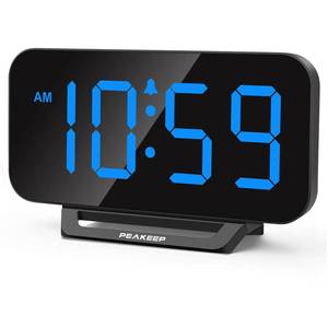 lot 72071 image: Small Digital Alarm Clock for Bedrooms, Loud for Heavy Sleepers Adults, Dimmable Plug in Electric Large Numbers Clock Battery Backup, Slim Clock for Table Office Modern Living Room (BB) - Retail $15