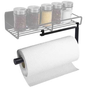 lot 72081 image: Hanging Paper Towel Holders, Paper Towel Holders for Magnetic Spice Rack Hanging Paper Towel Holder with Hook Space Saver Container for Kitchen Apartment, Drill Free, Black - Retail $7