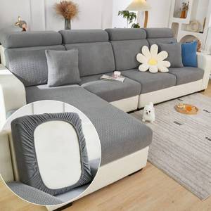 lot 72089 image: Couch Cushion Covers for Sofa Couch Covers Wear-Resistant Universal Sofa Cover Washable Stretch for Sectional Slipcovers (Texture-Gray, Back Cover M) - Retail $15