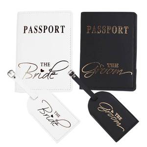 lot 72091 image: Mr and Mrs Luggage Tags Couples Passport Holder Set, Bridal Shower Gifts, Honeymoon Engagement Gift, Anniversary, Newlywed, Bride Groom, his and her Passport Holder