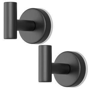 lot 72094 image: Suction Cup Hooks for Shower, Stainless Steel Towel Hooks for Bathroom Wall, Glass Door, Kitchen, Mirror, Tile, Shower Hooks for Hanging Towels, Robes, Bath Balls (2 Pack Black) 1 Used - Retail $10