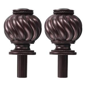 lot 72099 image: Curtain Rod Finials, 2Pcs Plastic Drapery Rail Pole Head Cap Decorative Window Curtain Rail End Fits Dia. 19mm(34) Curtain Rods (Brown) - Retail $16