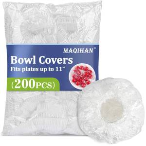 lot 72101 image: 200 Bowl Covers for Bread Proofing - Medium Plastic Wrap Food Sourdough Baking Rising Elastic Reusable Plate Covers Outdoor Food Fresh Keeping Bags Shower Cap Hair Deep Conditioning - Retail $8