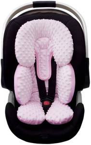 lot 72105 image: Pro Goleem Infant Car Seat Head Neck Body Support, Ultra-Soft Minky and Microfiber Newborn Car Seat Insert, Perfect for Car Seat, Stroller, 2-in-1 Reversible, Girls, Pink - Retail $20
