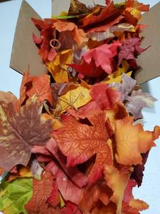 lot 72130 image: 2 Pack Fall Garland Maple Leaf, 5.9FtPiece 7 Colors Hanging Vine Garland Artificial Autumn Foliage Garland Thanksgiving Decor for Home Wedding Fireplace Party Christmas - Retail $26