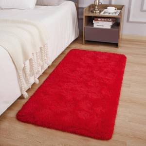lot 72136 image: Red Rug 2x4 Feet - Fluffy Red Runner Rugs for Bedroom Shaggy 2 X 4 Living Room Rug Soft Rugs Non-Slip Nursery Office Dorm Washable Carpets Home Decor - Retail $20