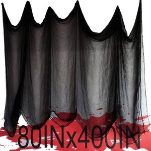 lot 72138 image: 80x400 Inch Super Size Halloween Creepy Spooky Gauze Cloth Black Cheesecloth Scary Halloween Decorations for Haunted House Home Wall Patio Garden - Retail $10
