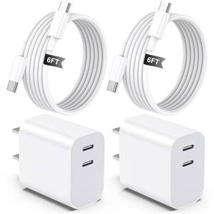 lot 72148 image: 2Pack for iPhone 17 Charger Block,for Apple 20W Fast Charging Wall Cube,6FT 3A USB C Cable,Dual Port Power Delivery Adapter, USB C Brick for iPhone 17Air16E15 Plus Pro Max for iPad ProAirMini - Retail $7