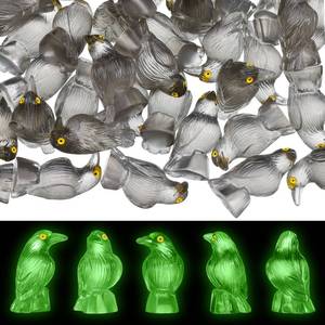 lot 72154 image: 50 Pcs Halloween Miniature Crows Decor Luminous Mini Resin Crows Figurines Glow in The Dark Raven Decor Small Resin Animals Figures for Halloween Spooky Micro Landscape Party Table